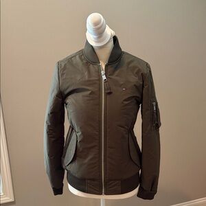 Tommy Hilfiger Women's Olive Bomber Jacket - Like New- worn once